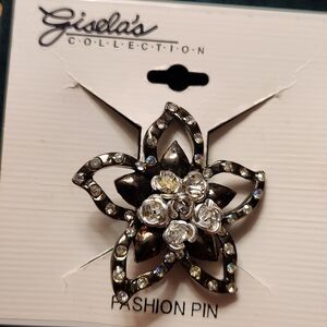 Vintage Gisela Collection- Flower Brooch in Aurora Borealis Rhinestones